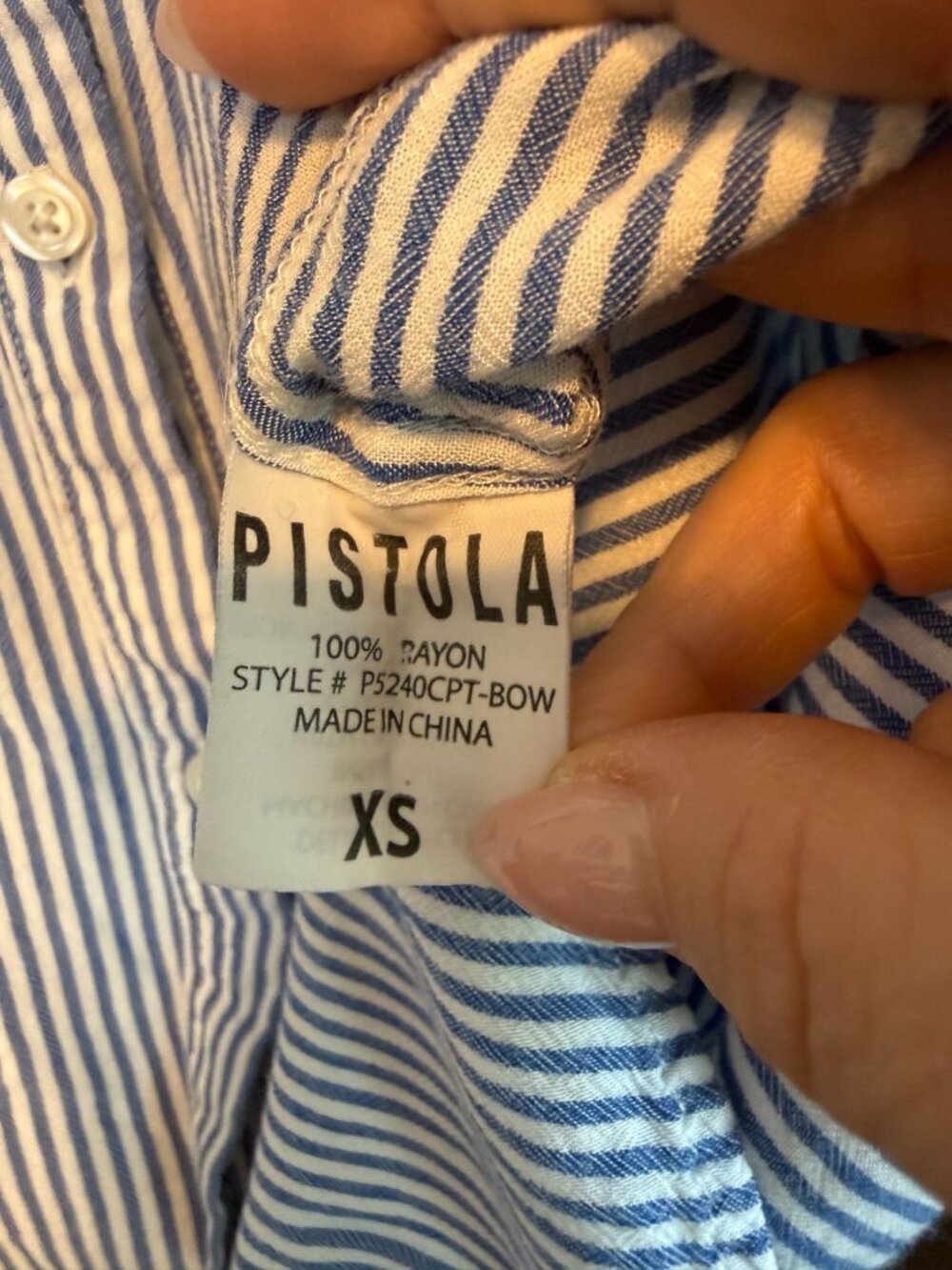 Pistola Women's Striped Button Down Long Sleeve Collared Shirt XS Preppy Modern - Picture 8 of 8